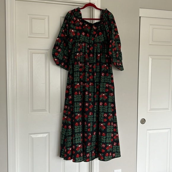 Agua by Agua Bendita Alheli Maxi dress Size XS Red Green Off Shoulder - Picture 10 of 16